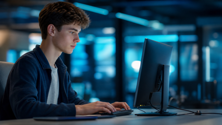 Working on computer